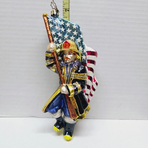 Christopher Radko America's Bravest Gem Firefighter Christmas Ornament - Picture 1 of 4